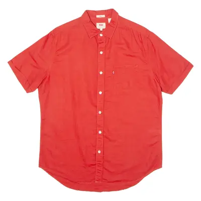LEVI'S Mens Plain Shirt Orange Linen L