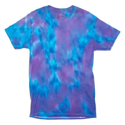 FRUIT OF THE LOOM Mens Tie Dye T-Shirt Blue Crew Neck S