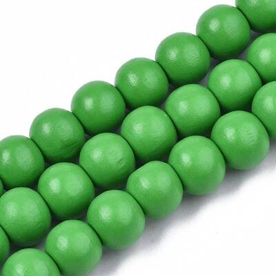 Painted Natural Wood Beads Strands