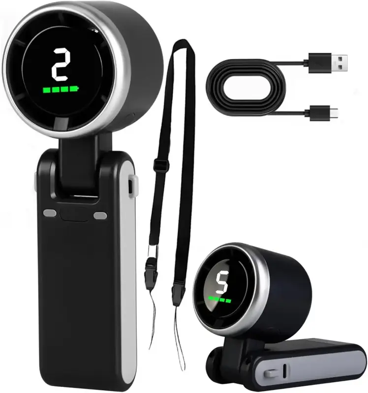 Portable Handheld Turbo Fan, 5 Gear Wind,4000mAh Battery Operated, Up to 10 Working Hours, 3 IN 1 Hand Fan Rechargeable with ...