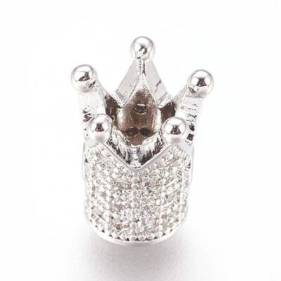 Brass Micro Pave Cubic Zirconia Beads