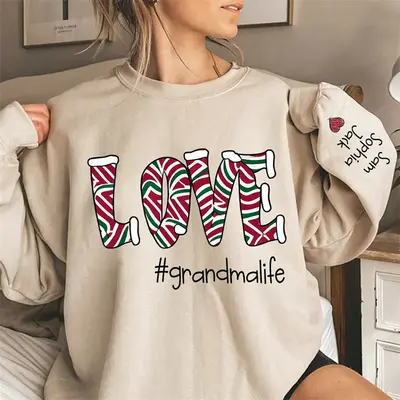 Love Grandmalife Kids Custom Christmas Sweatshirt - Aperturee