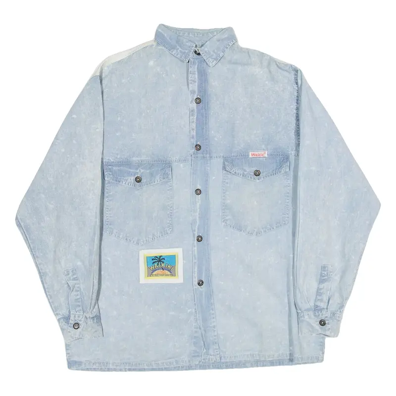 WAIKIKI Mens Plain Shirt Blue Long Sleeve S
