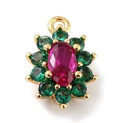Eco-Friendly Brass Micro Pave Cubic Zirconia Charms
