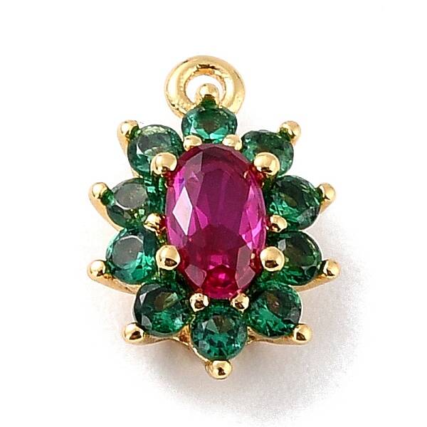 Eco-Friendly Brass Micro Pave Cubic Zirconia Charms