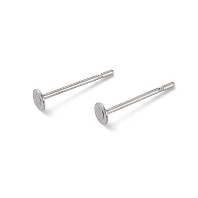 Tarnish Resistant 316 Surgical Stainless Steel Flat Round Blank Peg Stud Earring Settings