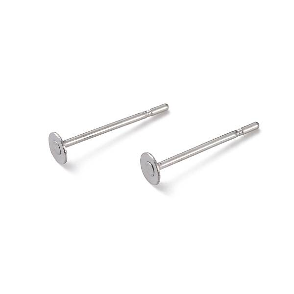 Tarnish Resistant 316 Surgical Stainless Steel Flat Round Blank Peg Stud Earring Settings