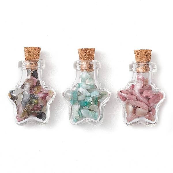 3Pcs Glass Wishing Bottle Decorations