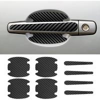 8PCS Carbon Fiber Car Door Handle Bowl Sticker, Universal Paint Guard Cover, Door Handle Protective Film (Black)
