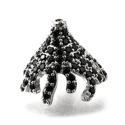 Brass Micro Pave Black Cubic Zirconia Beads
