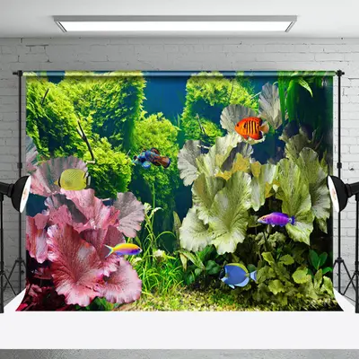Green Plant Floral Fish Tank Landscaping Backdrop - Aperturee