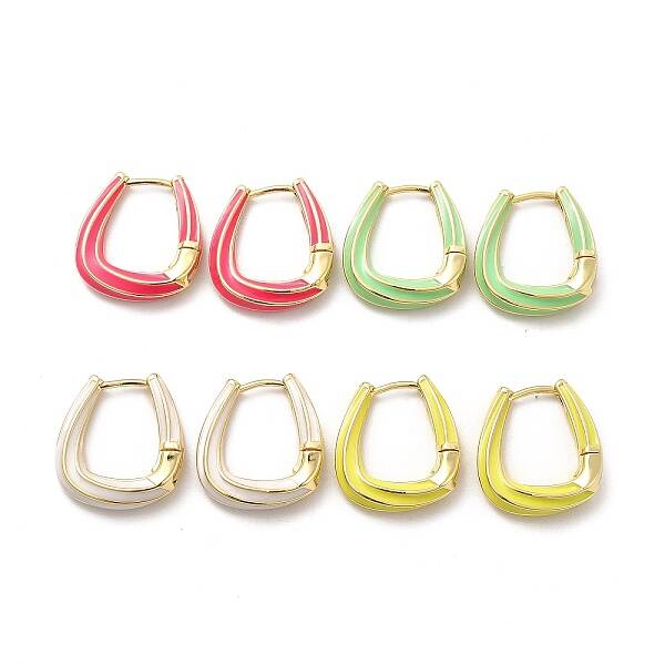 Enamel Teardrop Hoop Earrings