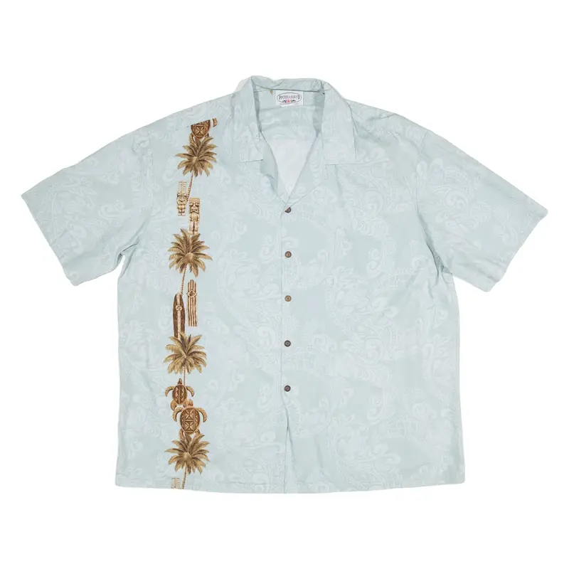 PACIFIC LEGEND Mens Hawaiian Shirt Blue Crazy Pattern 2XL