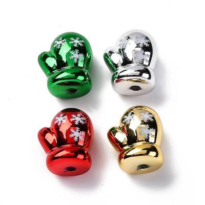 Christmast Theme UV Plating & Printed Opaque Acrylic Beads