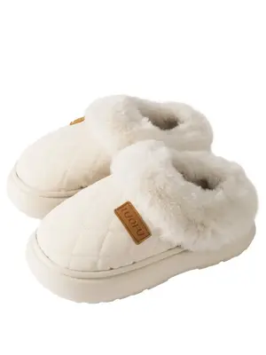 Women's Solid Color Plush Lining Slippers, Quilted Soft Comfortable Home Slippers, Warm Slippers for Indoor & Outdoor Use for...