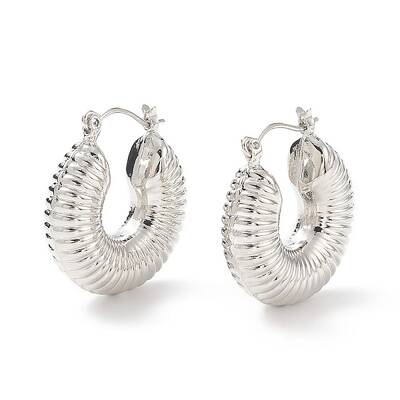 Brass Donut Thick Hoop Earrings for Women