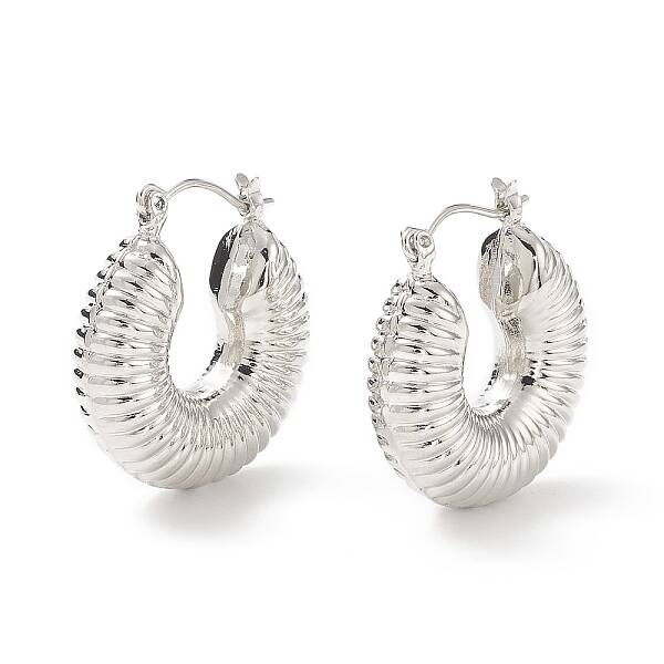 Brass Donut Thick Hoop Earrings for Women