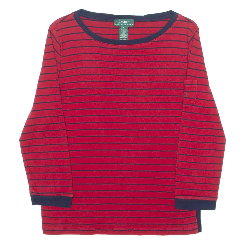 LAUREN RALPH LAUREN Womens T-Shirt Red 3/4 Sleeve M