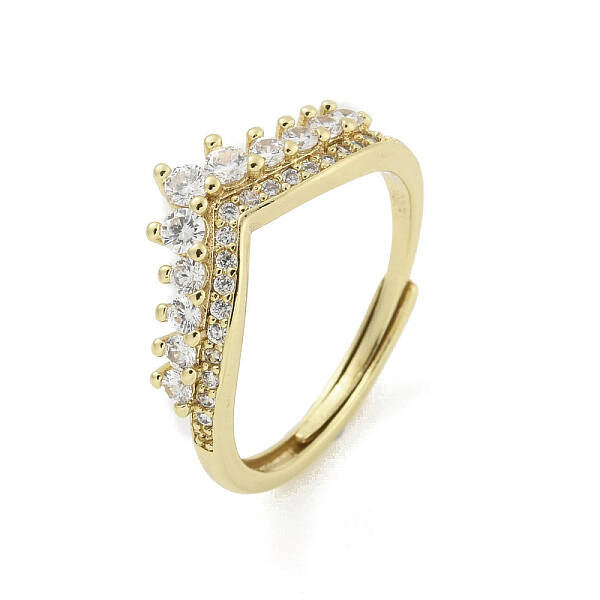 Brass Micro Pave Cubic Zirconia Adjustable Rings