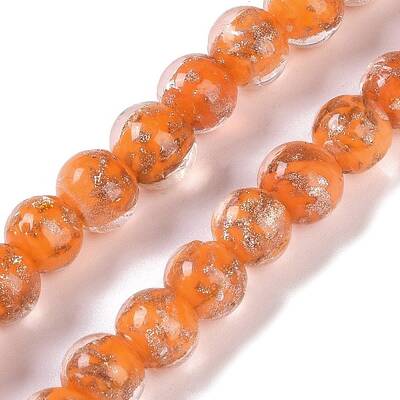 Handmade Gold Sand Lampwork Beads