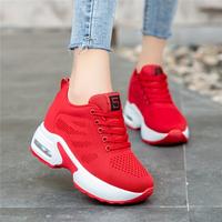Sosenfer Women's Solid Color Chunky Sneakers, Breathable Knit Lace Up Outdoor Shoes, Comfortable Low Top Sport Shoes tenis pa...