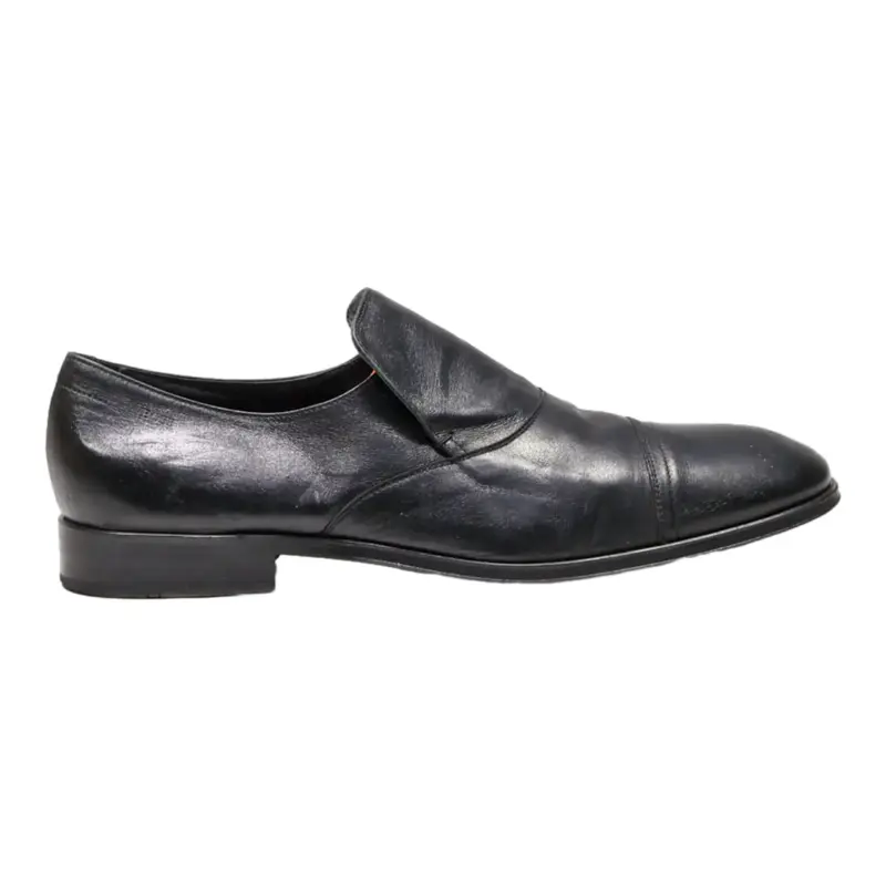 BOSS Loafer Shoes Black Leather Mens UK 11.5