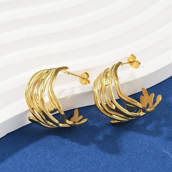 304 Stainless Steel C-Shaped Cuff Earrings