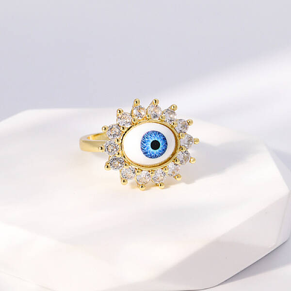 Evil Eye Stainless Steel Open Cuff Rings for Women