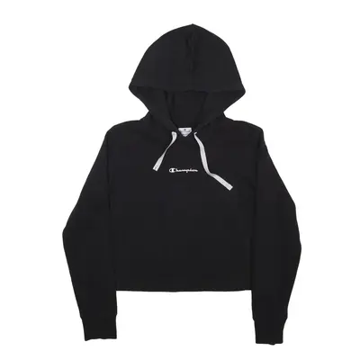 CHAMPION Crop Hoodie Black Pullover Womens M