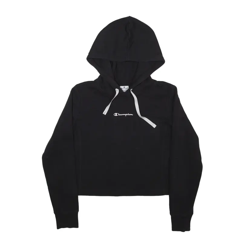 CHAMPION Crop Hoodie Black Pullover Womens M