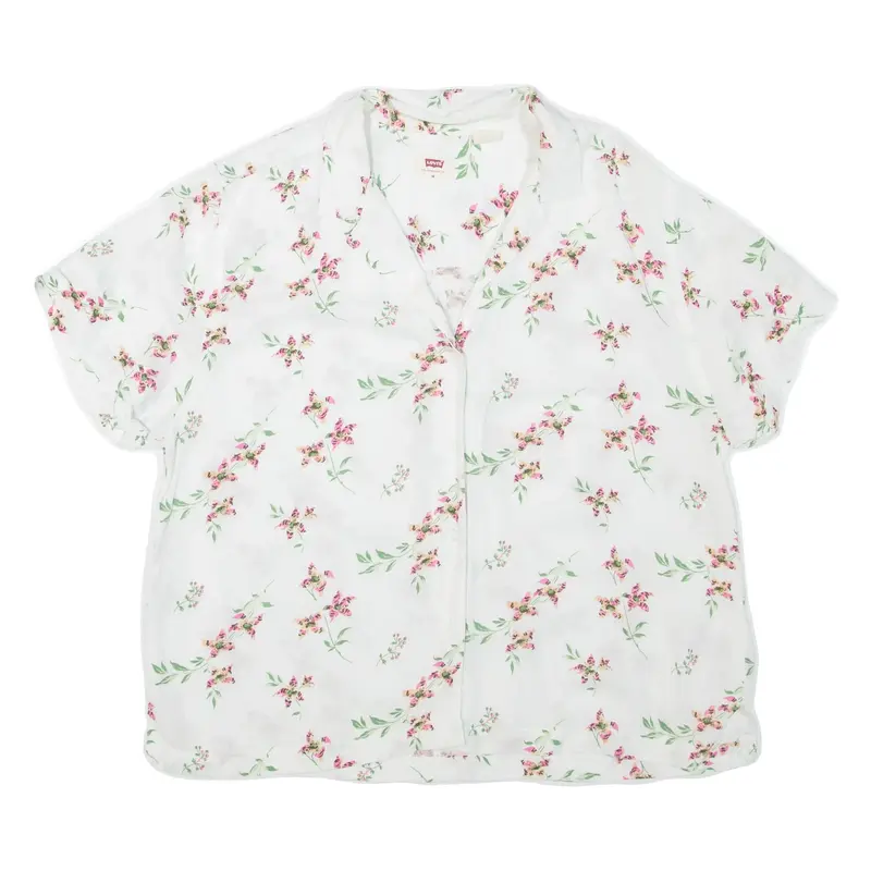 LEVI'S Womens Printed Shirt White V-Neck Floral M