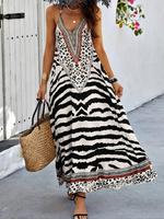Women's All Over Print Halter Neck Dress, Boho Fashion Casual Sleeveless A Line Dress for Beach Holiday Vacation, Ladies Summ...