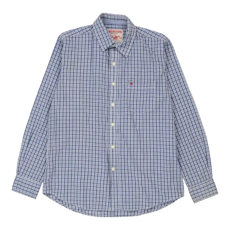 Ricky True Religion Checked Shirt - Large Blue Cotton