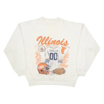 Vintage Illinois American Football USA Leonis Mens Sweatshirt Beige L