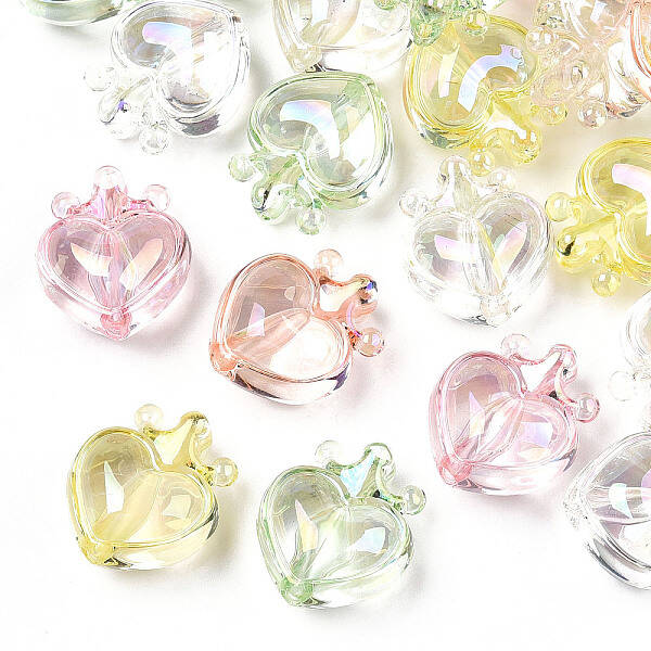 UV Plating Transparent Rainbow Iridescent Acrylic Beads