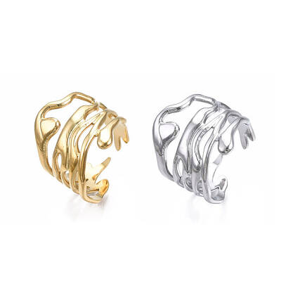 304 Stainless Steel Wave Open Cuff Ring