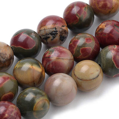 Natural Polychrome Jasper/Picasso Stone/Picasso Jasper Beads Strands