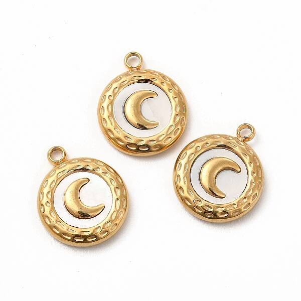 Natural White Shell Flat Round Charms
