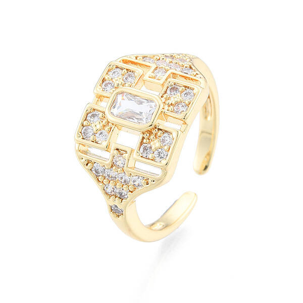 Cubic Zirconia Snowflake Open Cuff Ring