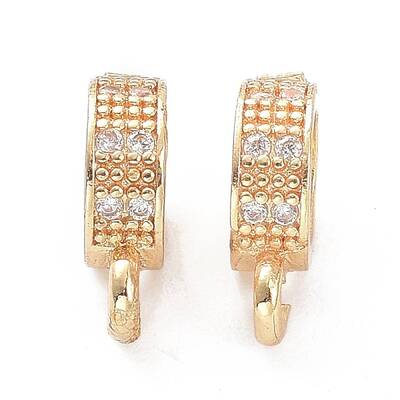Brass Micro Pave Clear Cubic Zirconia Tube Bails