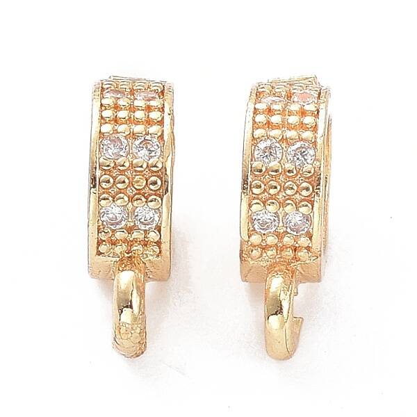 Brass Micro Pave Clear Cubic Zirconia Tube Bails