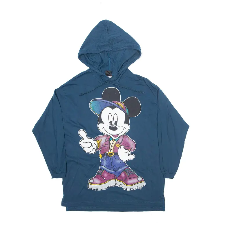 DISNEY Mickey Unlimited Hoodie Blue 90s Pullover Mens S