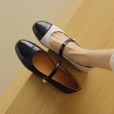 CHIKO Lorelei Round Toe Block Heels Mary Jane Flats