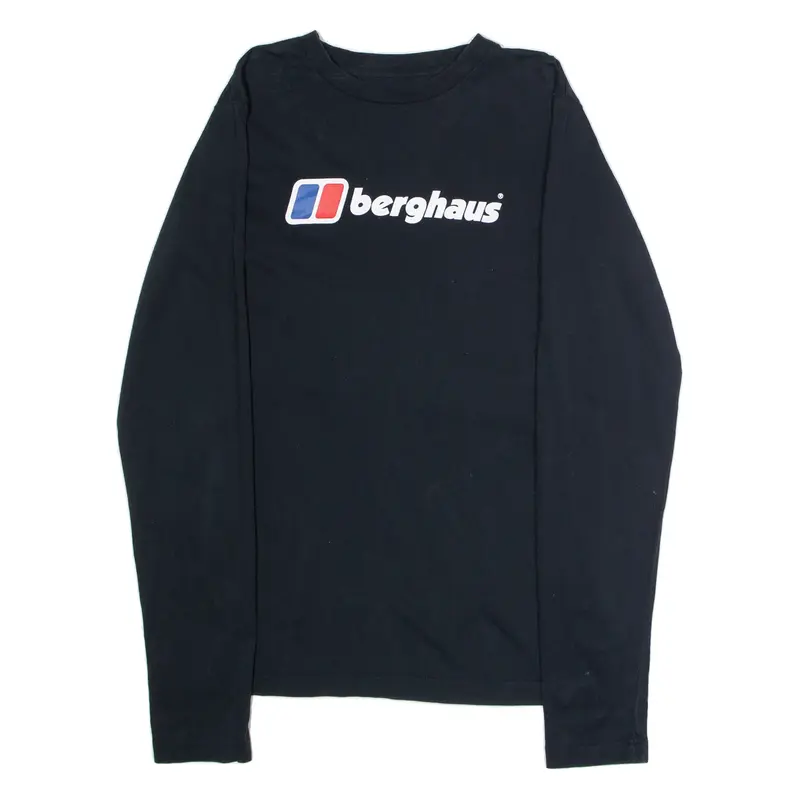 BERGHAUS Mens T-Shirt Black Long Sleeve Crew Neck S