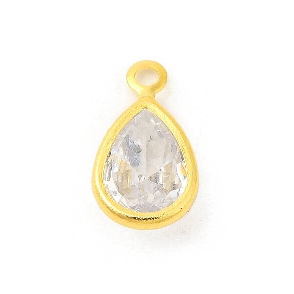 Real 18K Gold Plated Rack Plating Brass Micro Pave Cubic Zirconia Pendants Charms