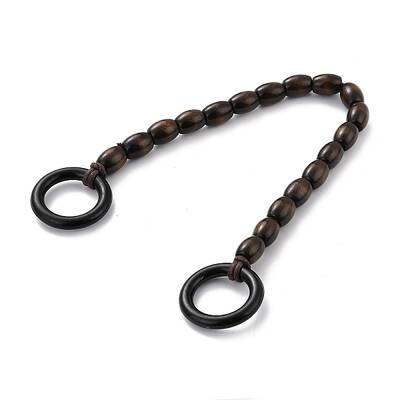 Barrel Shape Wood Beaded Bracelet with Double Rings