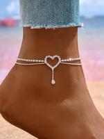 Simple Love Heart Design Chain Anklet, Fashionable Jewelry for Women & Girls, Trendy All-match & Exquisite Jewelry for Birthd...