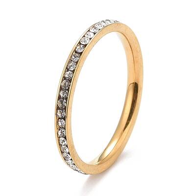 304 Stainless Steel Rhinestone Rings