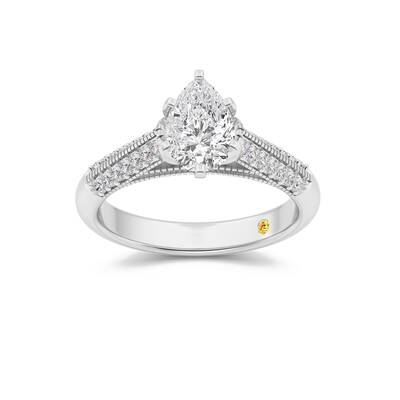 Storm Knife Edged Cathedral Pear Shape Lab Grown Diamond Engagement Ring | 14K White Gold 2 3/4 CT. TW.