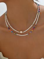 Boho Beaded Necklace (2pcs), Adjustable Colorful Beaded Necklace for Women for Party, Daily Clothing Decor, Trendy All-match ...